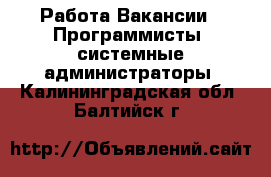 Работа Вакансии - Программисты, системные администраторы. Калининградская обл.,Балтийск г.